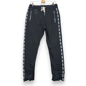 Mr. Completely Sweatpants Mens XL Black Logo Taping Zippered Streetwear Joggers